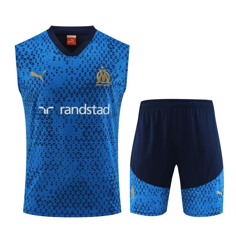23-24 Olympique Marseille Blue Vest Jersey+Shorts