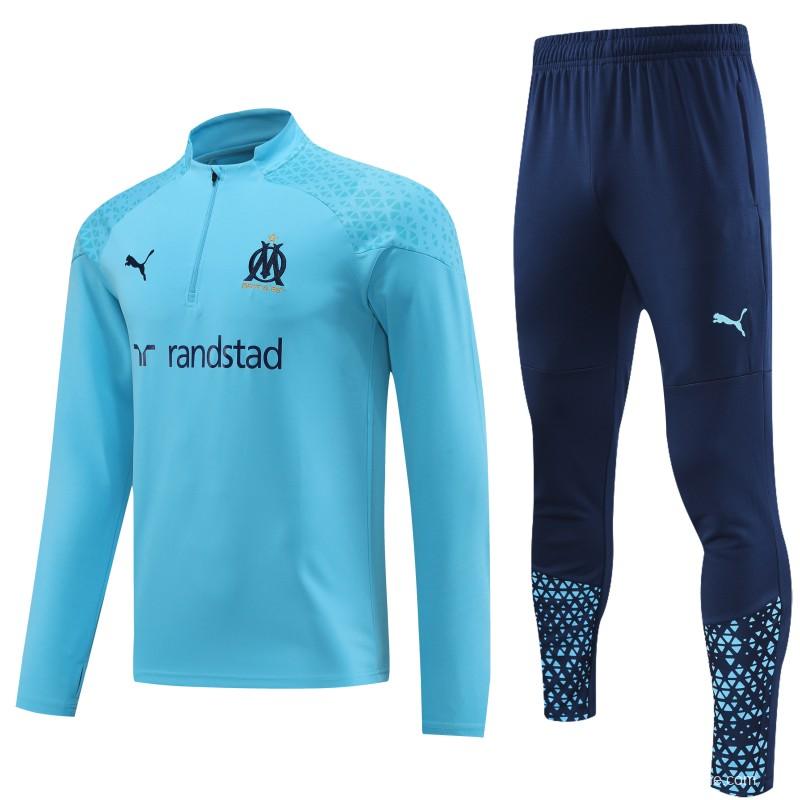 23/24 Olympique Marseille Blue Half Zipper Jacket+ Pants