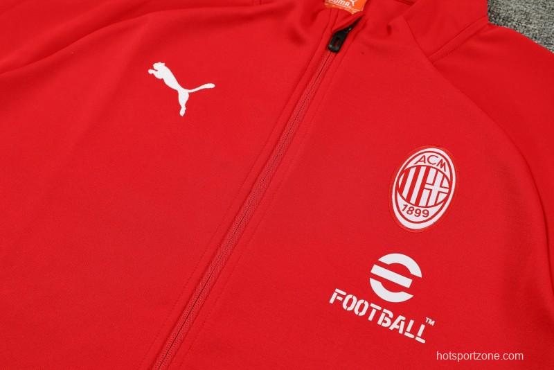 23/24 AC Milan Red Half Zipper Jacket +Pants