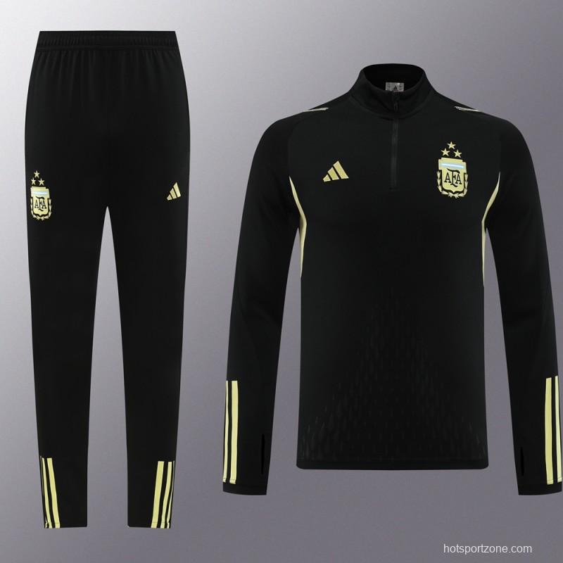 2023 Argentina Black Full Zipper Jacket+Pants