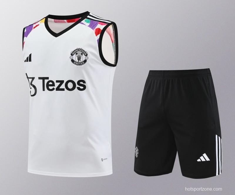 24/25 Manchester United White Vest Jeresy+Shorts