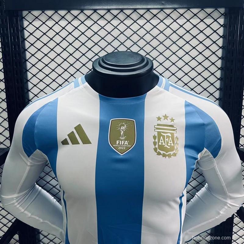Player Version 2024 Argentina Long Sleeve Home Jersey
