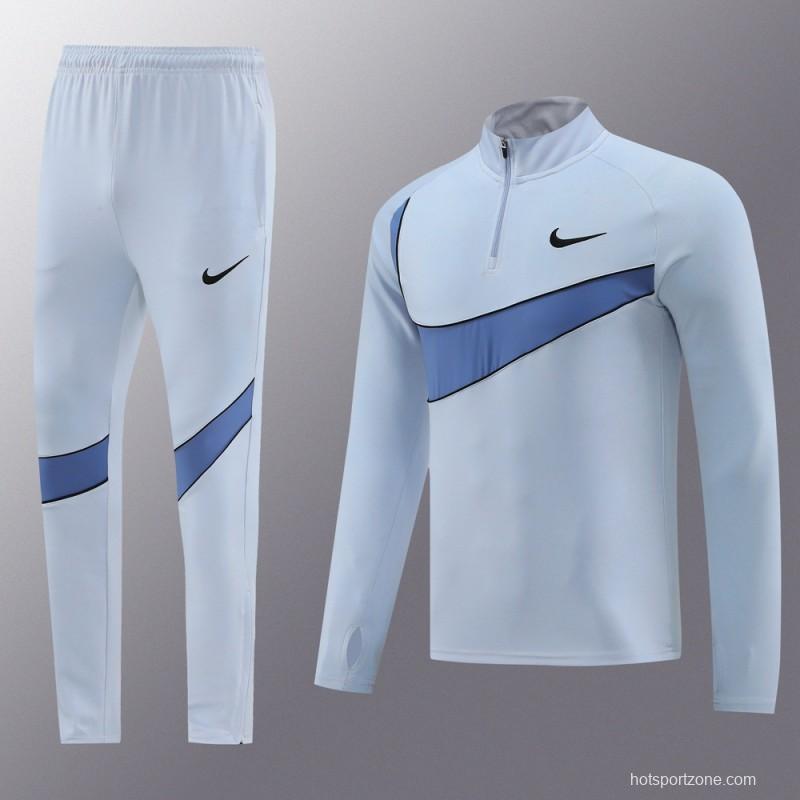 2024 Nike Light Blue Half Zipper Jacket+Pants
