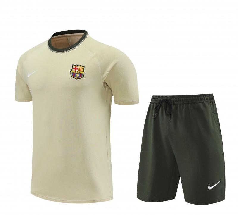 23/24 Barcelona Beige Cotton Short Sleeve Jersey+Shorts