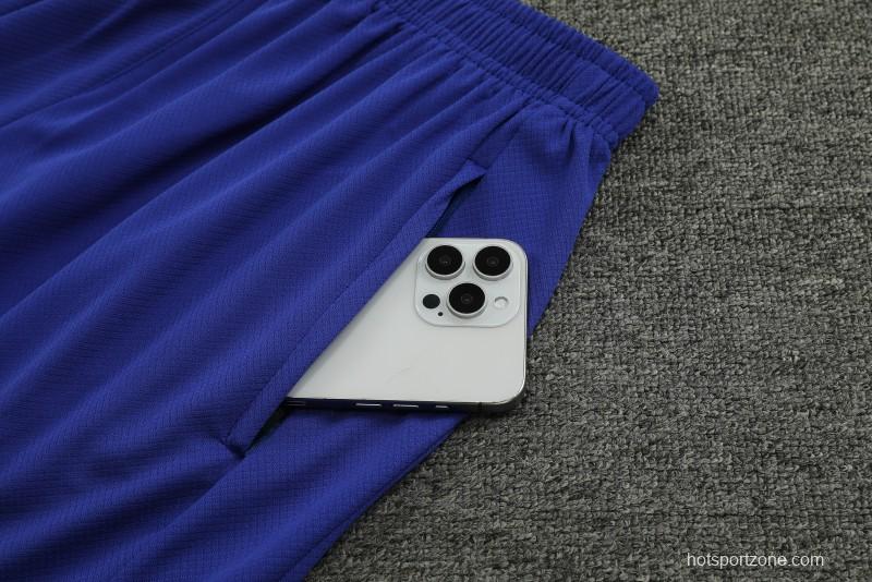 23/24 Barcelona Academy Pro Pre-Match Blue Cotton Short Sleeve Jersey+Shorts