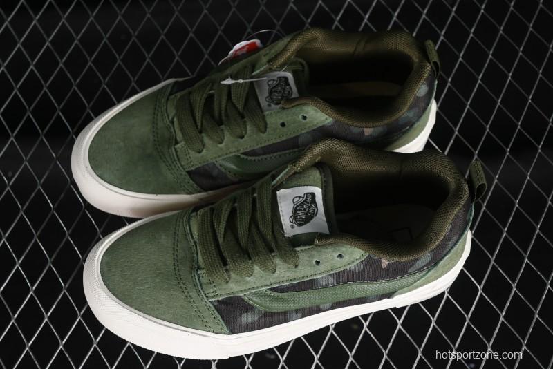 Vans Classics Knu Skool Camo Army Green Chunky Tongue Platform Sneakers - VN0007QC0WD
