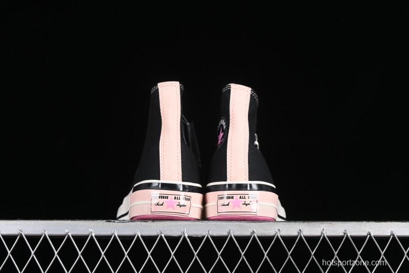 Converse Chuck 70s High Top Canvas Sneakers with Chain Accents in Black & Pink - A09539C