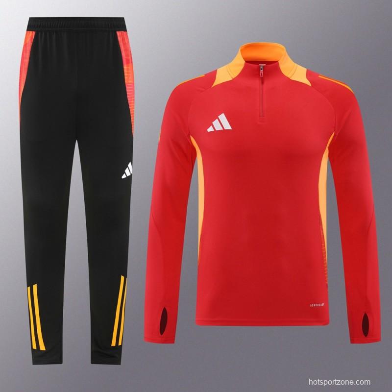 2024 Adidas Red/Yellow Half Zipper Jacket +Long Pants