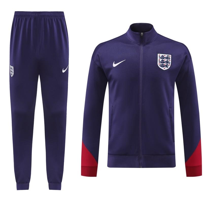 2024 England Navy Full Zipper Jacket +Long Pants