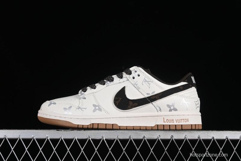Nike Dunk Low LV Louis Vuitton - Beige Black Denim Anniversary High-End Custom Sneakers - DQ1098-341