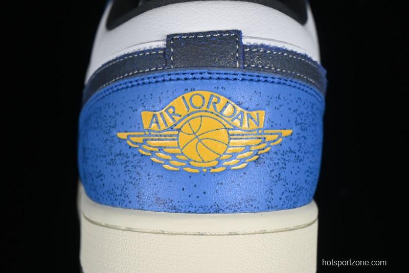 Nike Air Jordan 1 Low Flight Vintage Retro Sneakers in White and Blue - FV8439-104