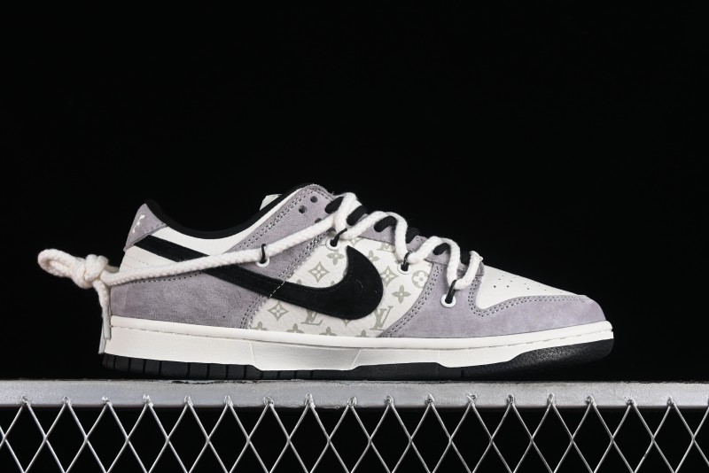 Nike SB Dunk Low LV Collaboration - Grey Pigskin Print Anniversary High-End Custom Low-Top Casual Sneakers - SJ2068-232