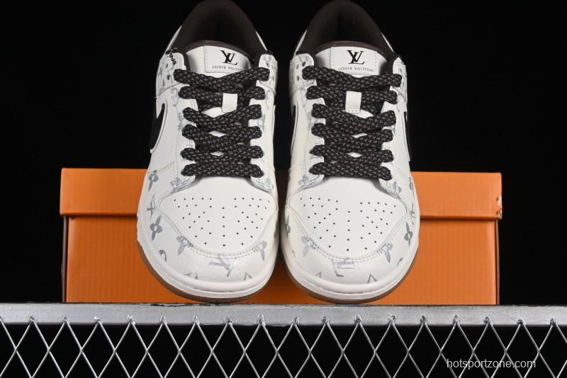Nike Dunk Low LV Louis Vuitton - Beige Black Denim Anniversary High-End Custom Sneakers - DQ1098-341