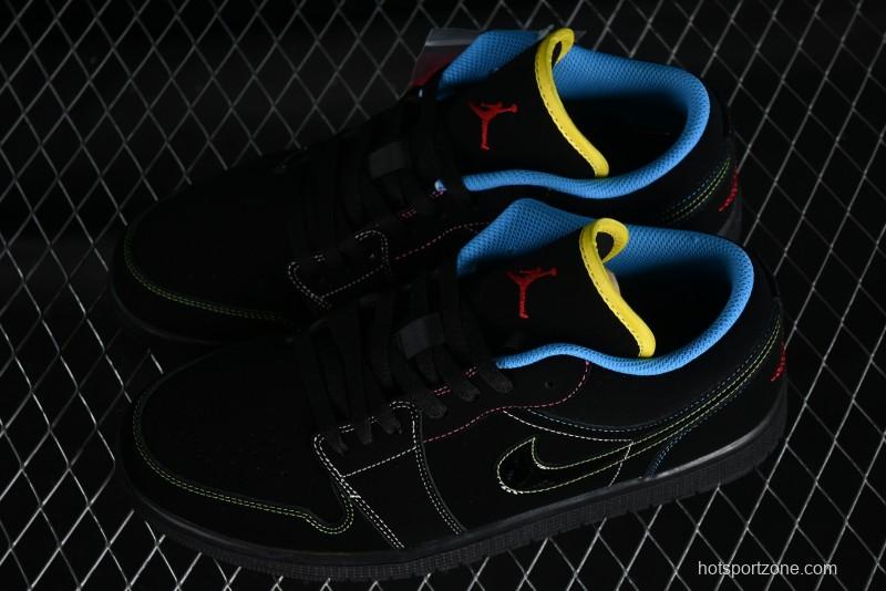 Nike Air Jordan 1 Low AJ1 Black Green Low Top Lifestyle Basketball Shoes - 338145-003