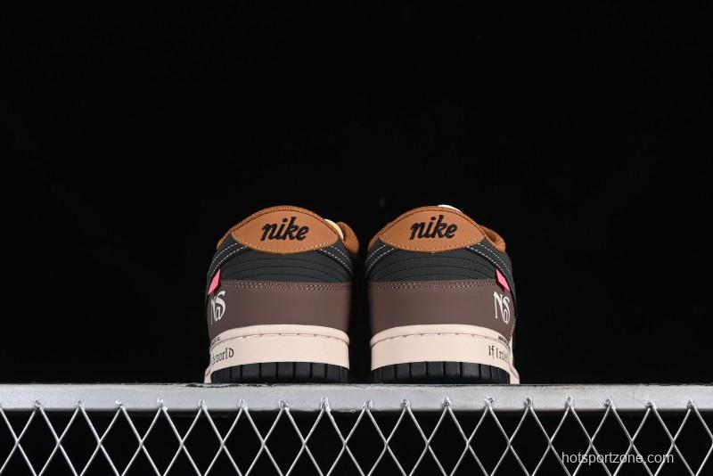 Nike SB Dunk Low Casual Skateboarding Shoes in Black/Brown - MU0232-370