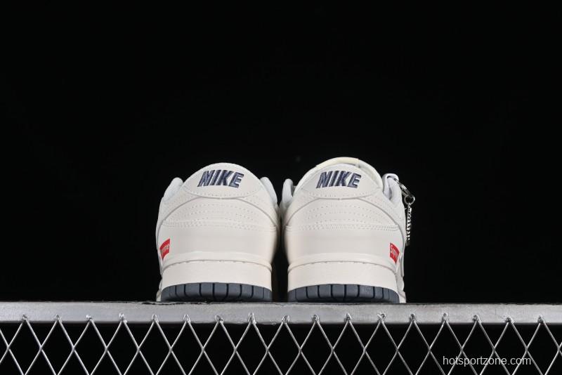 Supreme x Nike SB Dunk Low Anniversary Edition White Grey Customized Low-Top Casual Skate Shoes - BB8657-105