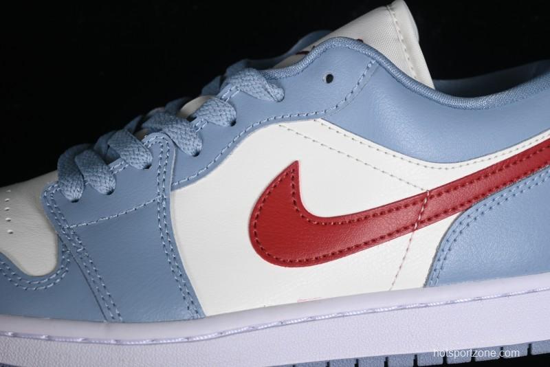 Nike Air Jordan 1 Low AJ1 White Blue Red Toe Casual Sneakers - DC0774-164