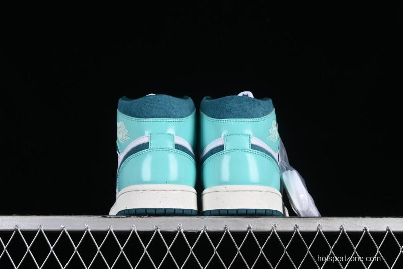 Nike Air Jordan 1 Mid "Bleached Turquoise" Casual Sneakers - DZ3745-300