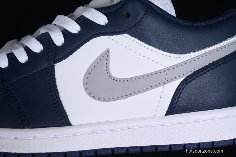 Nike Air Jordan 1 Low AJ1 White Blue Grey Low Top Lifestyle Basketball Shoes - 553558-141