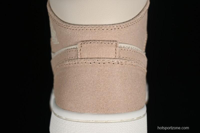 Nike Air Jordan 1 Mid AJ1 Khaki Mid-Top Basketball Shoes - FJ3448-200
