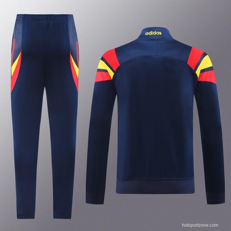 2024 Spain Navy Full Zipper Jacket +Long Pants