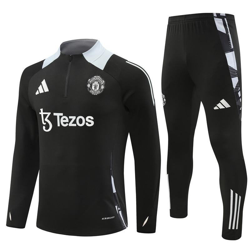 24/25 Manchester United Black Half Zipper Jacket+Long Pants