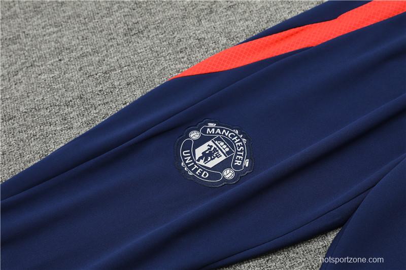 24/25 Manchester United Orange/Navy Half Zipper Jacket+Long Pants