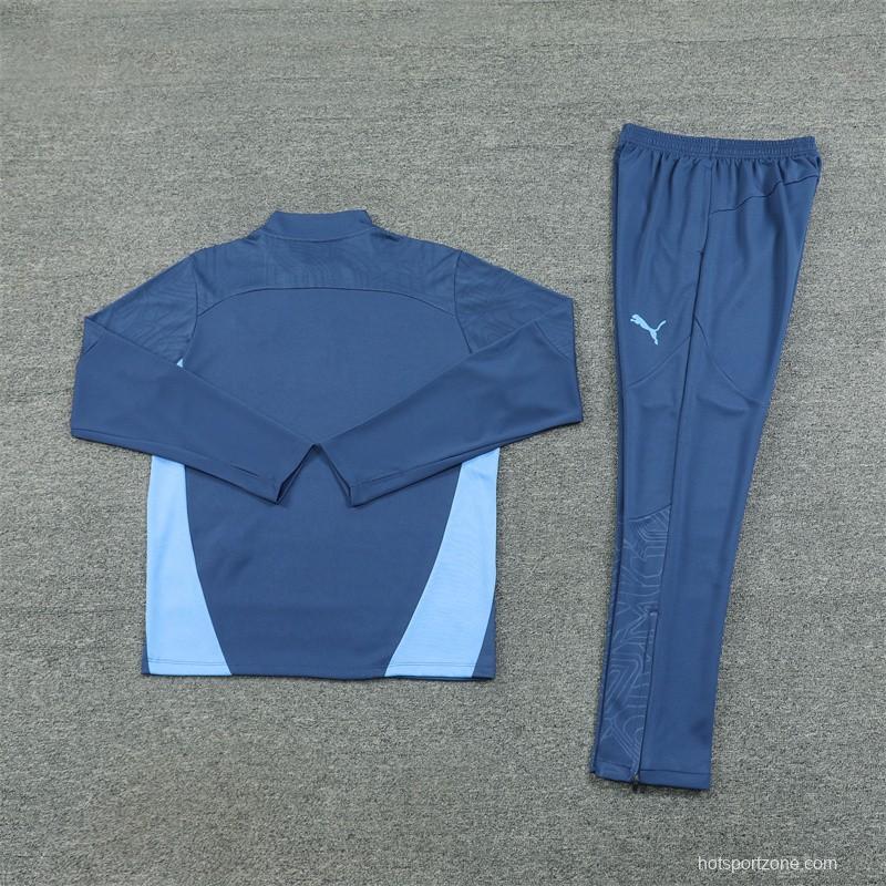 24/25 Manchester City Blue Half Zipper Jacket+Long Pants