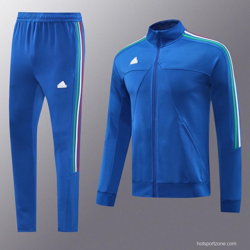 Kids 2024 Adidas Blue Full Zipper Jacket +Long Pants