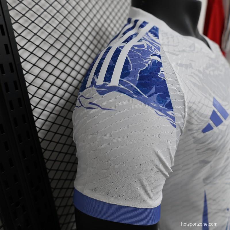 Player Version 2024 Japan White With Blue Dragon Jersey