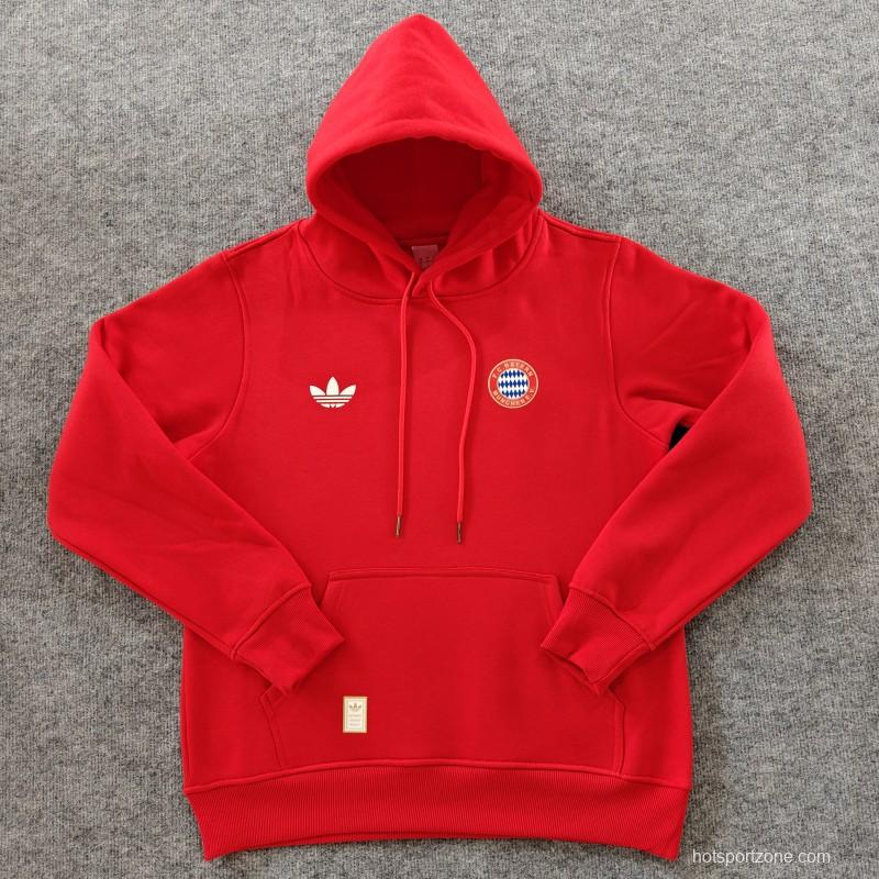 24/25 Bayern Munich Navy/Red/Black/Beige/Grey Hoodie WIth Black Badge