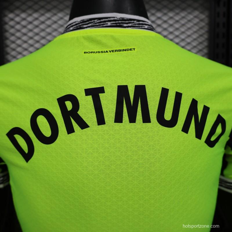 Player Version Borussia Dortmund 25/26 Neon Green Home Jersey with 1&1 Sponsor