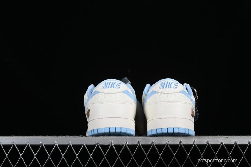 Nike SB Dunk Low Gucci Collaboration - Beige & Light Blue Crochet Fabric Anniversary High-End Custom Low-Top Casual Skate Shoes - DQ1098-376