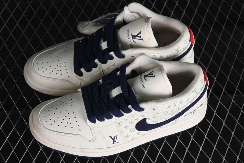 Nike Air Jordan 1 Low LV Collaboration Retro Casual Sneakers in Beige Orange - WG8850-001