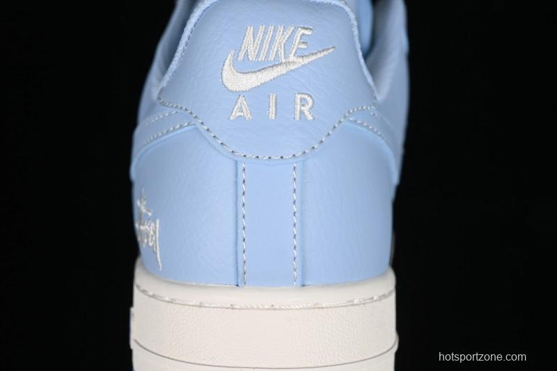 Nike Air Force 1 '07 Low Stussy Collaboration - Sky Blue Low-Top Casual Sneakers - BB9599-201