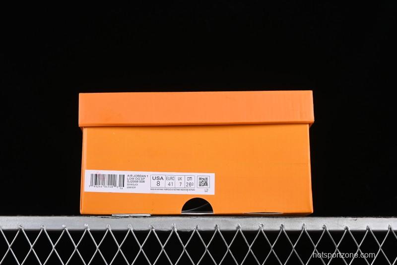 Nike Travis Scott x Fragment Design x Jordan Air Jordan 1 Low OG SP AJ1 LV Black Denim Print Low-Top Casual Sneakers - SJ2068-008