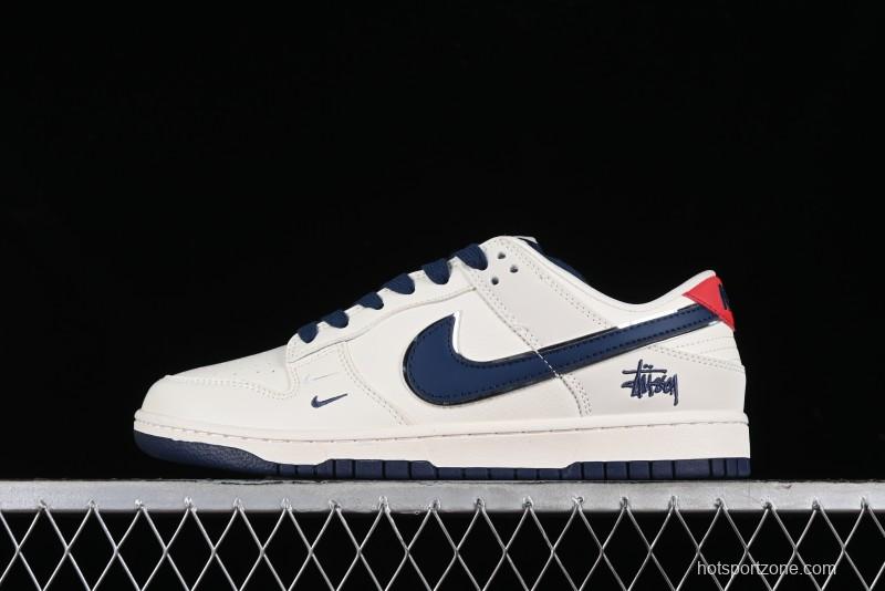 Stussy x Nike SB Dunk Low Anniversary Custom Sneakers with Blue Swoosh - DQ1098-379