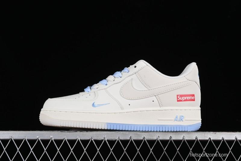 Nike Air Force 1 '07 Low Supreme Collaboration - White Blue Colorblock Low-Top Casual Sneakers BB9599-202