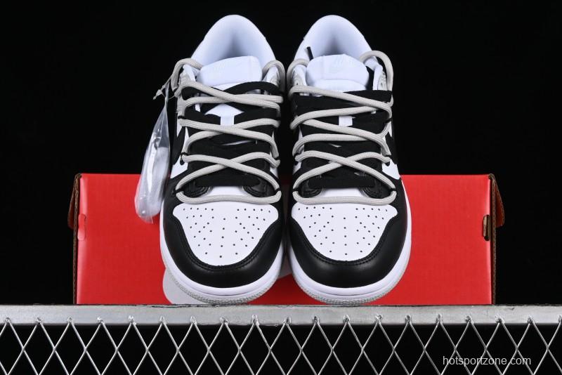 Nike Dunk Low Leather Letter High Street Deconstructed Black Grey SB Strap Low Top Casual Sneakers - DV0831-101