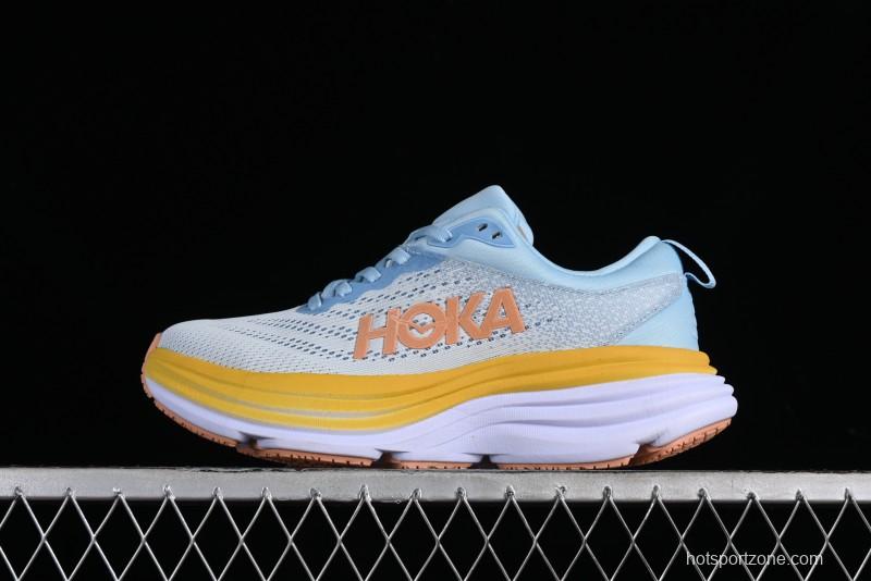 HOKA ONE ONE Bondi 8 Functional Cushioned Running Shoes with Engineered Mesh Upper - 1127954 SSCA