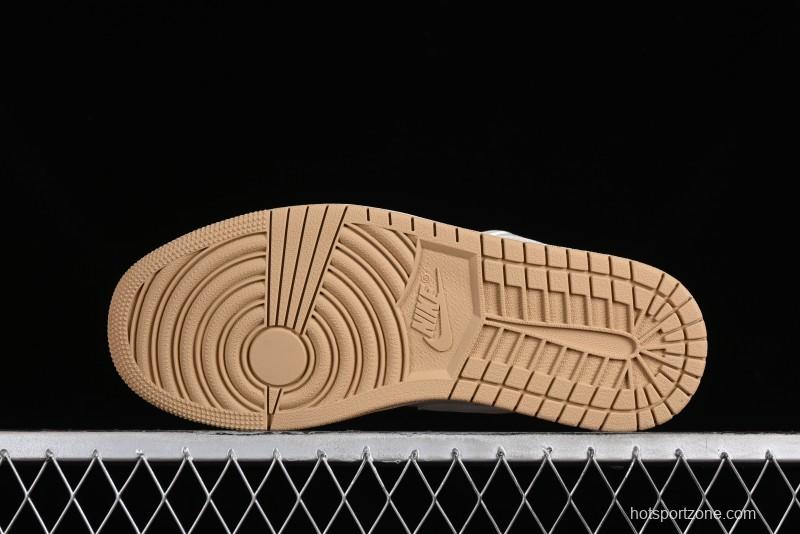 Nike Air Jordan 1 Low LV Collaboration Denim Khaki Customized Casual Sneakers - SJ9950-002