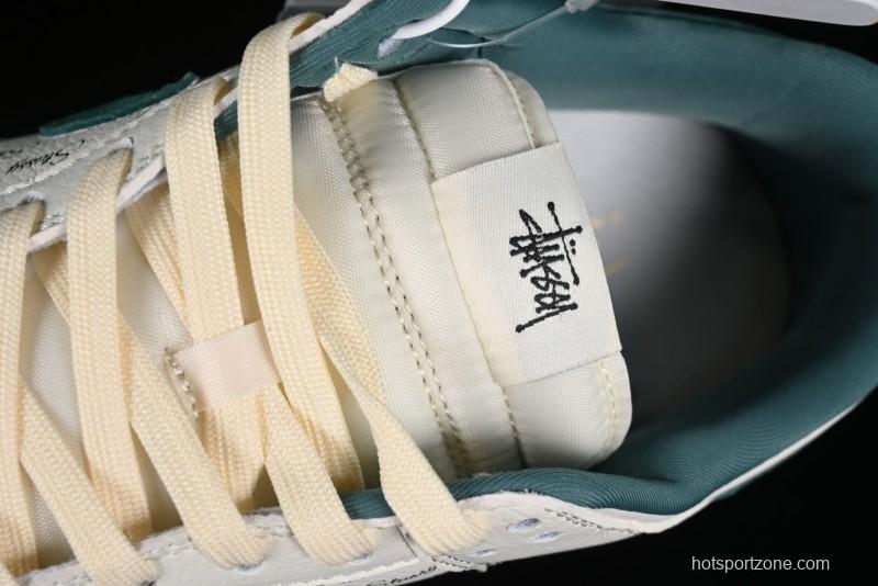 Nike SB Dunk Low Stussy Collaboration Beige Green Mini Swoosh Anniversary Custom Low-Top Casual Sneakers - CF3688-006
