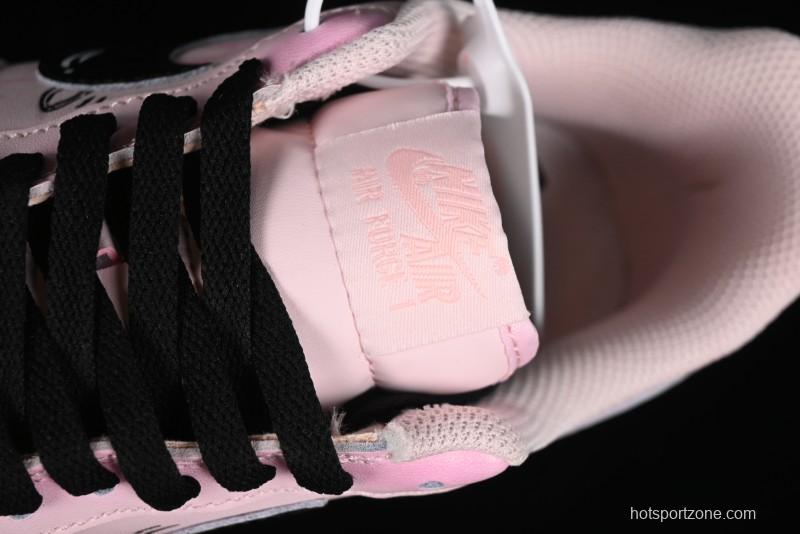Nike Air Force 1 '07 Low Casual Sneakers with Anime-inspired Peach Pink Spray Design - CW2288-111