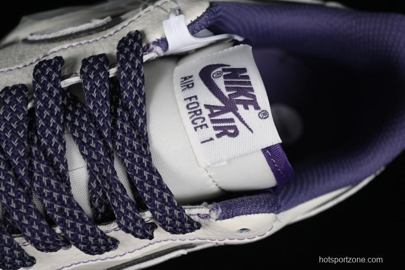 Stussy x Nike Air Force 1 '07 Low Retro Casual Sneakers with Reflective Military Purple - UN1635-222