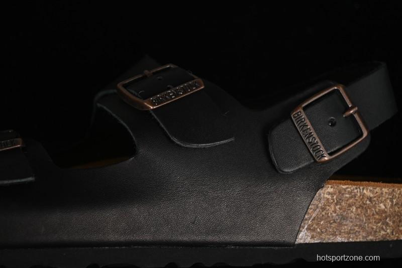 Birkenstock Birkenstock Sandals Series Black Leather with Soft Cushioning Cork Midsole - T.D4