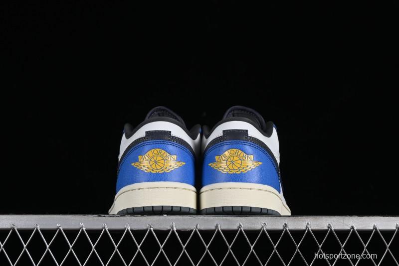 Nike Air Jordan 1 Low Flight Vintage Casual Sneakers with Distressed White-Blue Design - FV8439-104