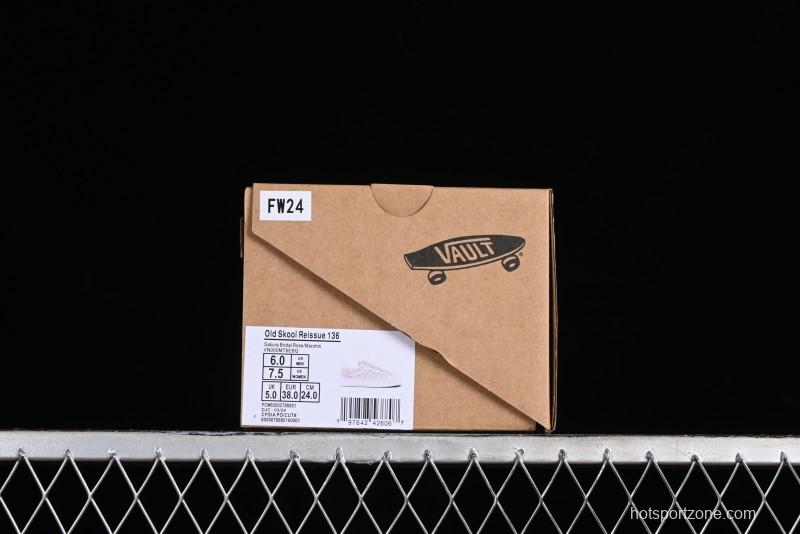 Vans Old Skool Reissue 136 Pink Checkerboard Low Top Retro Canvas Shoes - VN000MT6EBQ