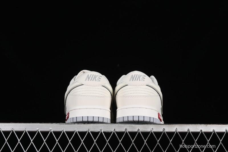 Nike SB Dunk Low Supreme Collaboration - Light Grey Anniversary Customized Low-Top Casual Skate Shoes - DJ2024-005