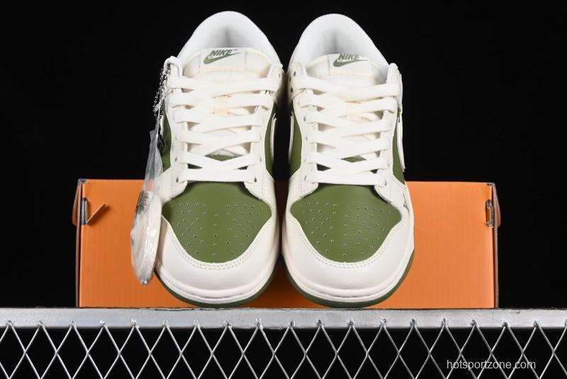 Nike SB Dunk Low LV Collaboration - Beige Olive Green Anniversary Custom Low-Top Casual Skate Shoes - BB8766-211