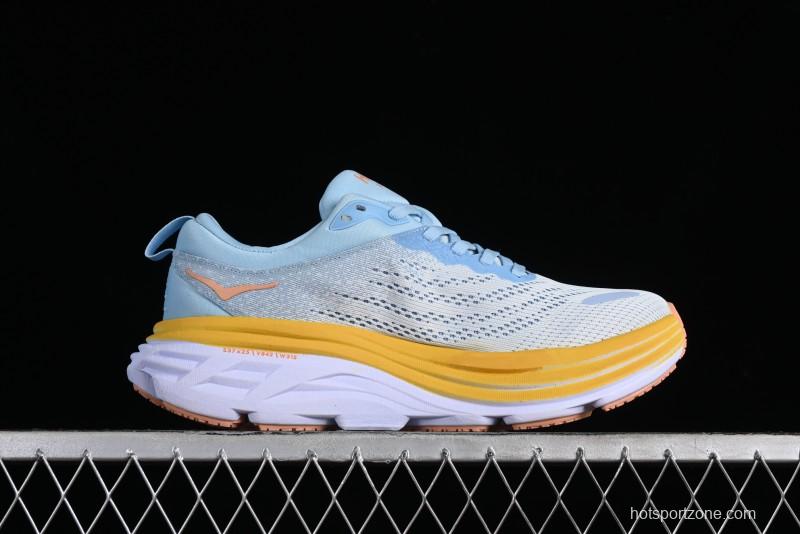 HOKA ONE ONE Bondi 8 Functional Cushioned Running Shoes with Engineered Mesh Upper - 1127954 SSCA